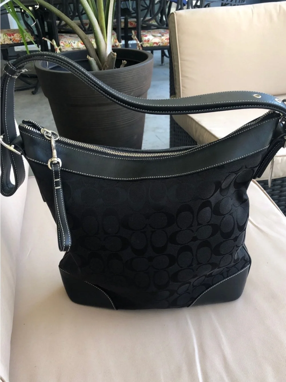 Coach Black Signature Canvas Shoulder Bag